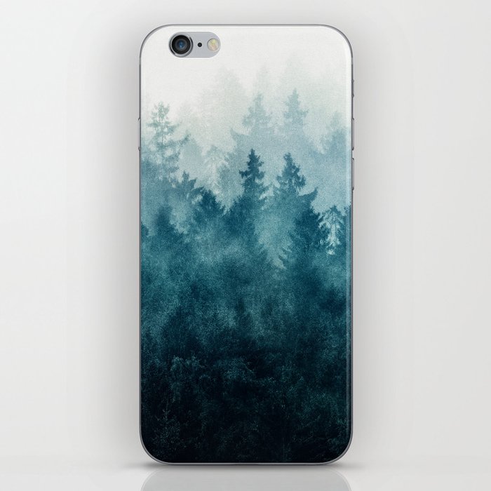 The Heart Of My Heart // So Far From Home Of A Misty Foggy Wild Forest Covered In Blue Magic Fog iPhone Skin
