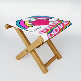 Cute Unicorn Holding A Red Heart – Valentine's Day Gift Folding Stool