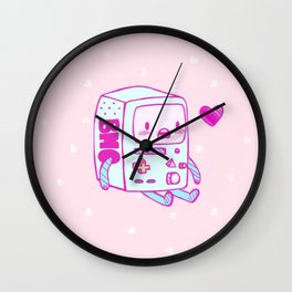 Cute Pastel Pink BMO Heart Robot Wall Clock