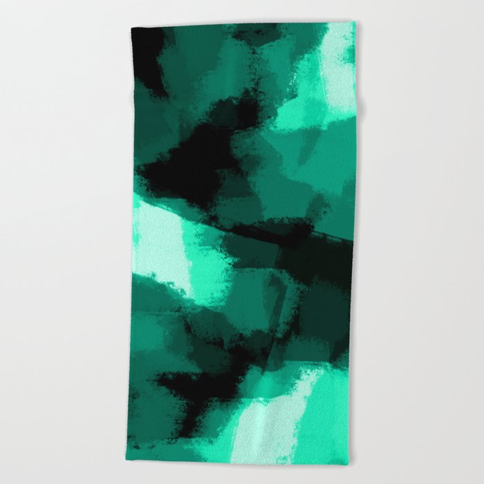 Emmy Emerald Green Abstract Art Beach Towel By Allyjcat Society6