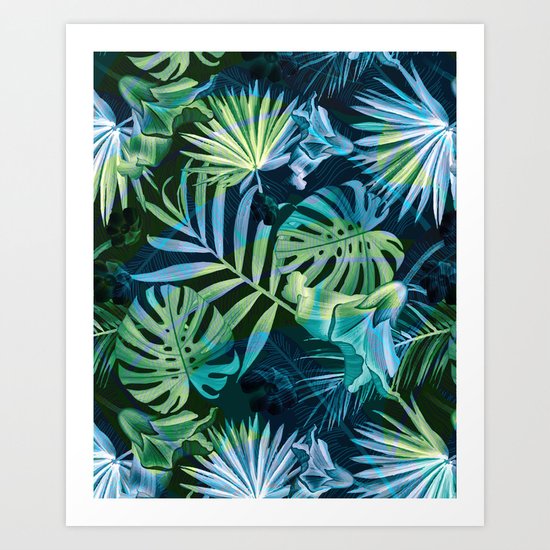 Tropical fiesta - moonlit Art Print