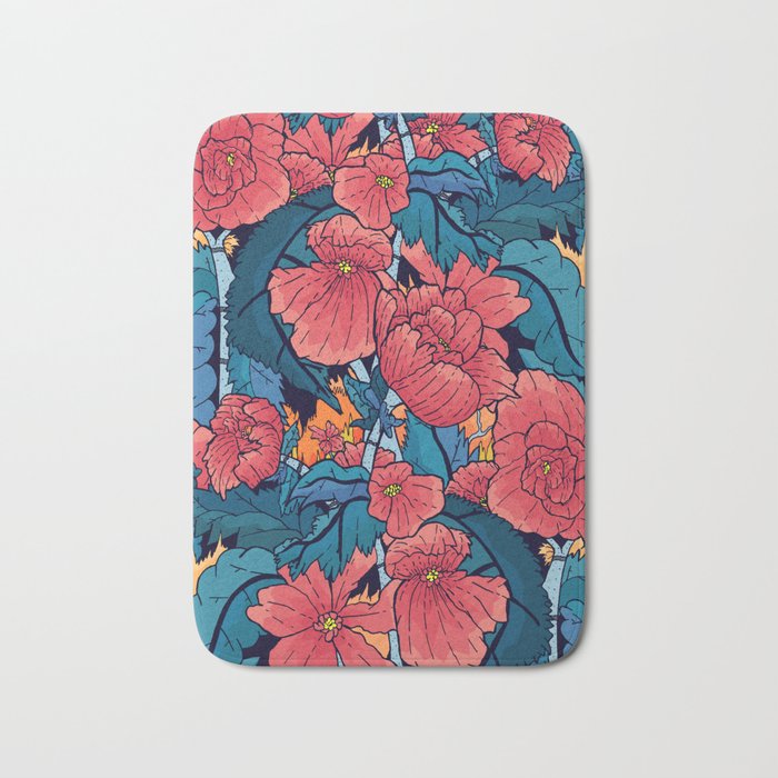 The Red Flowers Bath Mat