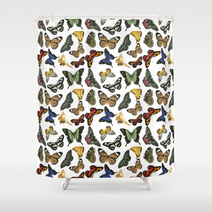 Vintage Butterflies | Butterfly Pattern | Multi-colored | Shower Curtain
