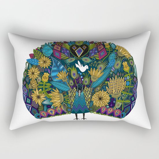 peacock garden white Rectangular Pillow