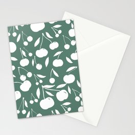 Cherries pattern - eucalyptus Stationery Card