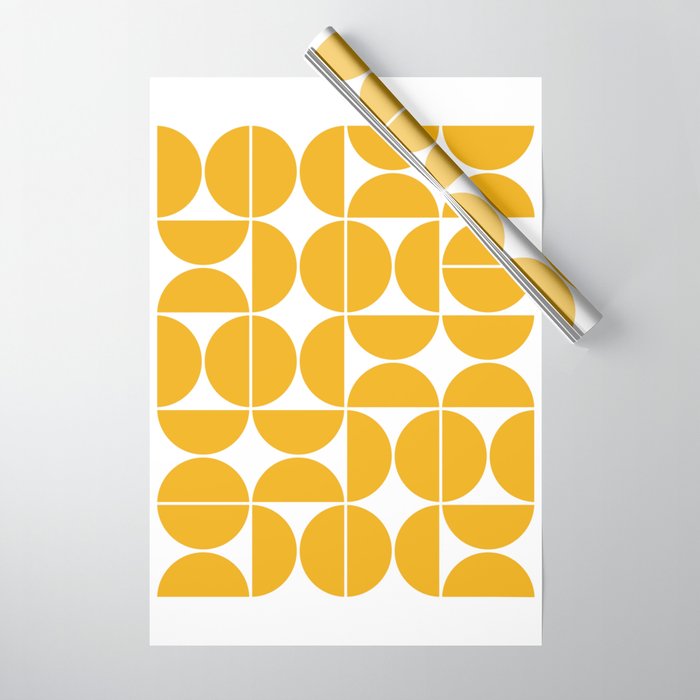 Mid Century Modern Geometric 04 Yellow Wrapping Paper by The Old