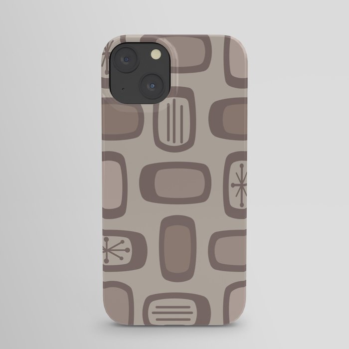 Midcentury MCM Rounded Rectangles Taupe iPhone Case
