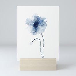 Blue Watercolor Poppies #2 Mini Art Print