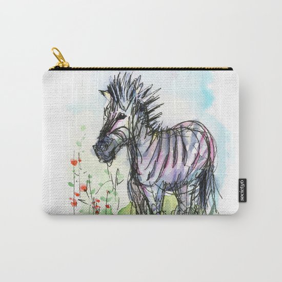 Zebra Whimsical Animal Art Carry-All Pouch