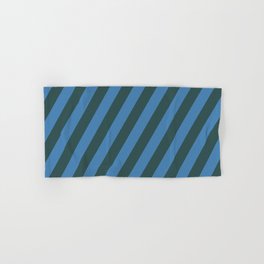 [ Thumbnail: Dark Slate Gray and Blue Colored Striped/Lined Pattern Hand & Bath Towel ]