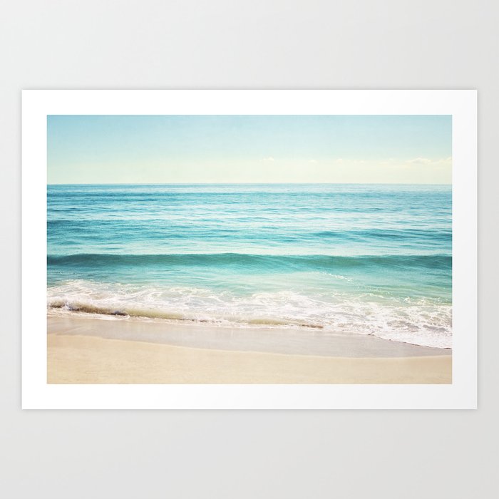 Ocean Seascape Photography, Aqua Beach Sea Landscape, Turquoise Teal Coastal Waves Art Print