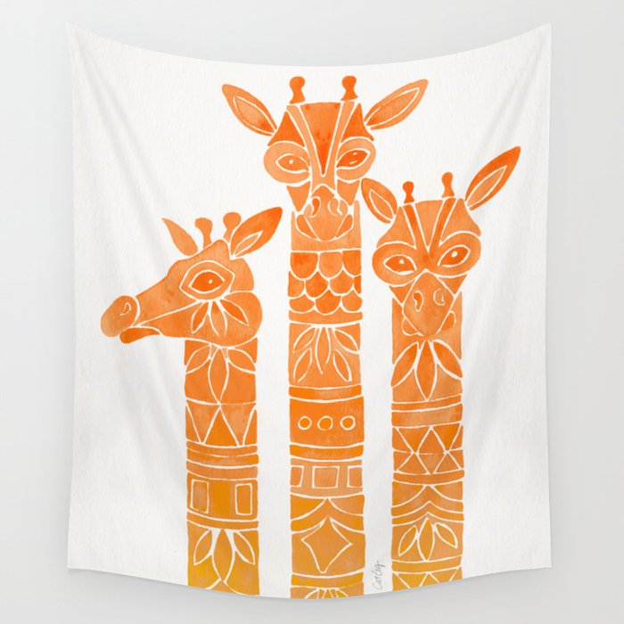 Giraffes – Orange Ombré Wall Tapestry