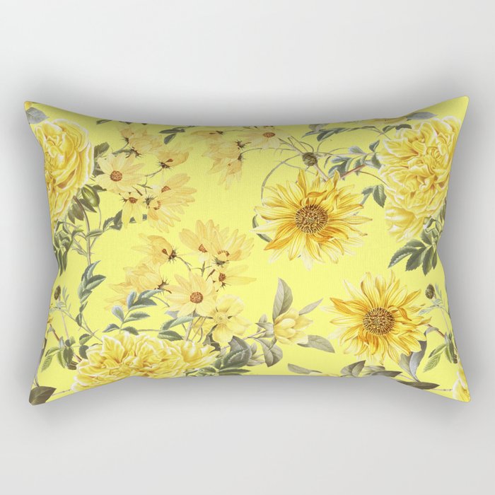 Vintage & Shabby Chic - Yellow Summer Flowers Garden Rectangular Pillow