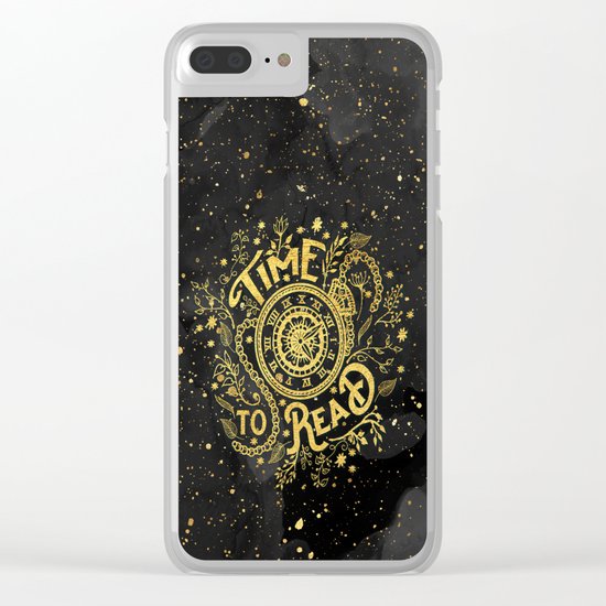 Time to Read - Gold Clear iPhone Case