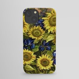 Sunflowers & Blue Irises by Vincent van Gogh iPhone Case