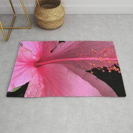Tropical Pink Hibiscus Exotic Close-Up Rug