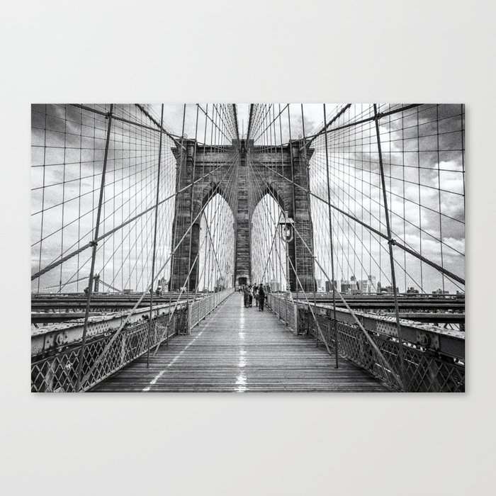 Brooklyn Bridge, New York City (rustic black & white) Canvas Print