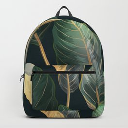 Palm leaves seamless vintage pattern Backpack | Seamless, Botanical, Loft, Background, Vintage, Retro, Banana, Waiipaper, Fashion, Exotic 