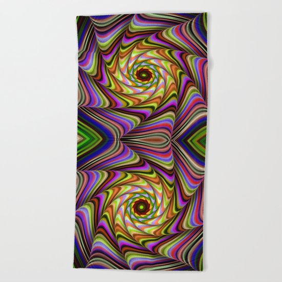 Colourful psychedelic motion Beach Towel