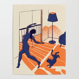 Dancing with the cat | Moody sunset light and shadows | Aesthetic room | Naked dance | Femme Fatale | Sunlight | Alone at Home Again | Balcony | Quarantine Pawfect Buddies Poster