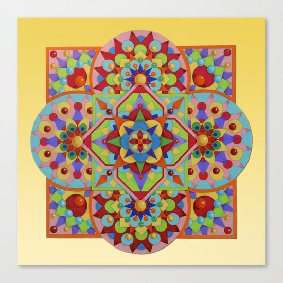 Chartres Mandala - yellow ground Canvas Print