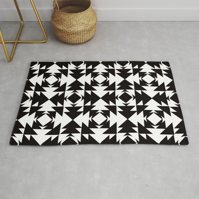 Modern Aztec Black White Rug By Tattooit Society6