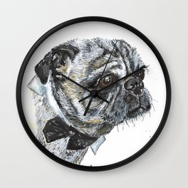 Tuxedo Pug Wall Clock