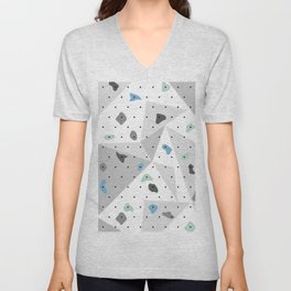 Abstract geometric climbing gym boulders blue mint V Neck T Shirt