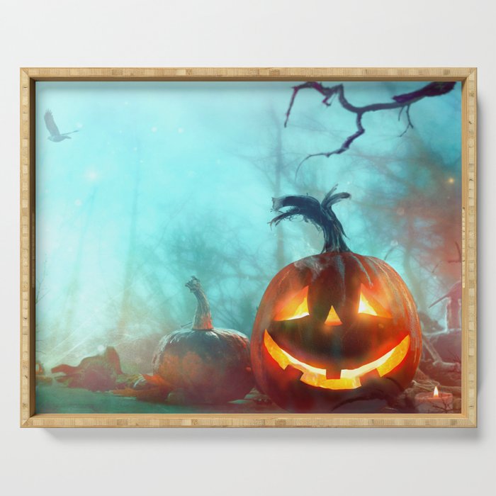 Halloween Background with Pumpkins Serving Tray
