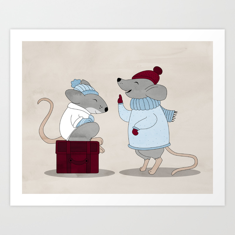 Mom And Baby Mice Art Print By Badenglishcat Society6