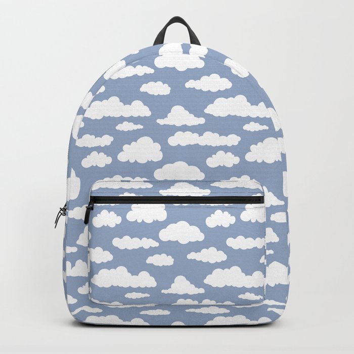 Sunny Summer Sky: White Cartoon Clouds in a Blue Sky Pattern Backpack