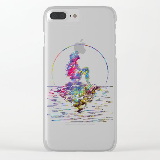 The Little Mermaid Ariel Silhouette Watercolor Clear iPhone Case