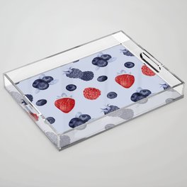 Strawberry Pattern with raspberries and blueberries Acrylic Tray