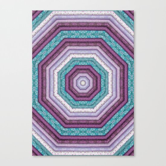 folkloric mandala teal purple Canvas Print
