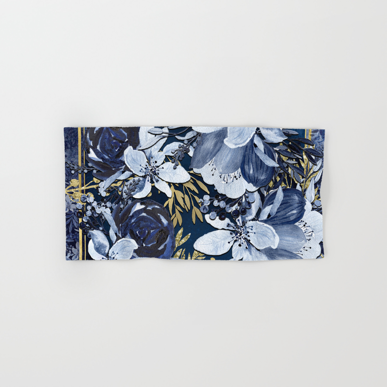 blue and gold bath towels