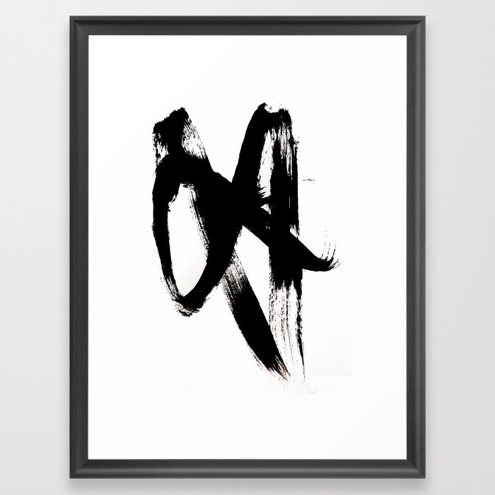 Brushstroke 2 - simple black and white Framed Art Print