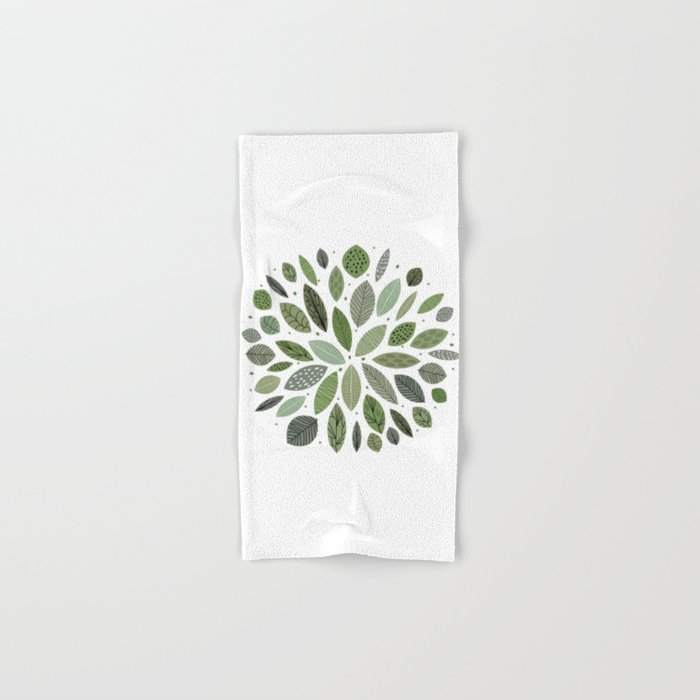 Mid Century Green Leaves Hand Bath Towel by Elenor D.G. Society6