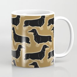 Cute pattern of miniature dachshund dogs in classic colors of black and tan Coffee Mug
