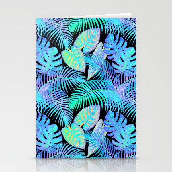 Tropical Fluorescent Palm Leaves Stationery Cards