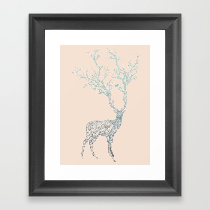 Blue Deer Framed Art Print