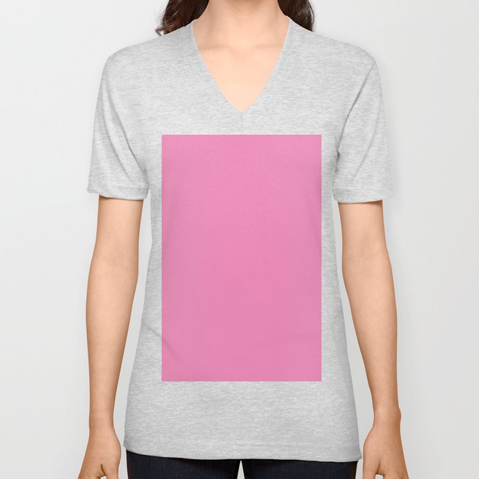 Palm Beach Preppy Hibiscus Pink V Neck T Shirt