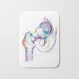 Hip Joint Watercolor Anatomy Bath Mat | Medicine, Doctor, Splatter, Rehab, Graphicdesign, Hip Replacement, Colorful, Medical Student, Joint Pain, Physical Theraphy 
