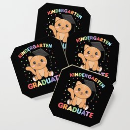 Kids Kindergarten Graduate Cat Graduation Coaster