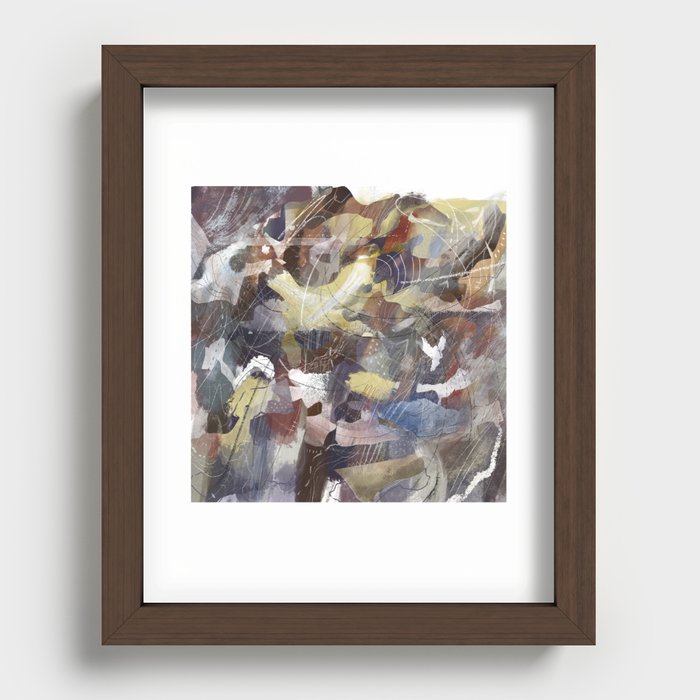 Brown Abstract Map Digital Painting Recessed Framed Print