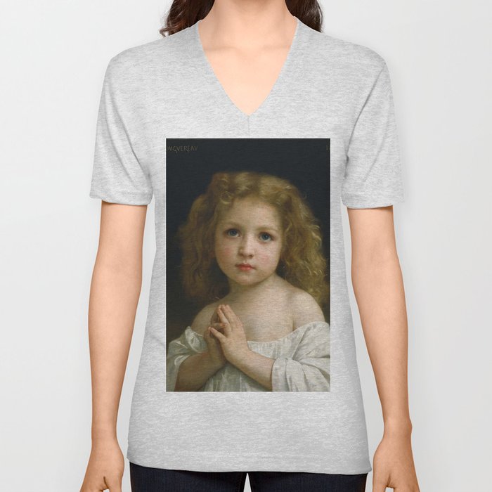 William-Adolphe Bouguereau "Little Girl" V Neck T Shirt