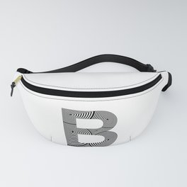 capital letter B in black and white, with lines creating volume effect Fanny Pack