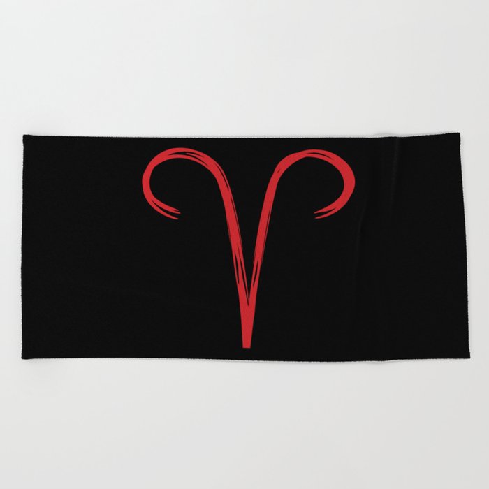 Aries The Ram Red & Black Beach Towel