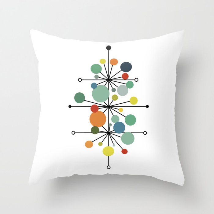 Atomic Age Nuclear Abstract Motif — Mid Century Modern Pattern Throw Pillow