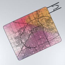 Lubbock, USA - Colorful City Map Picnic Blanket