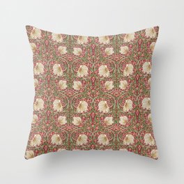 William Morris Vintage Pimpernel Red Thyme Throw Pillow